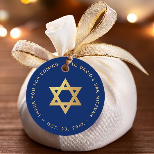 Bar Mitzvah Royal Blue Faux Gold Star of David Geschenkanhänger