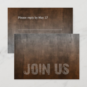 Bar Mitzvah Rugged Fade Rust RSVP Card Karte
