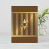 Bar Mitzvah Rust Gold Stripe Star von David Einladung (Stehend Vorderseite)