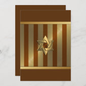 Bar Mitzvah Rust Gold Stripe Star von David Einladung (Vorne/Hinten)