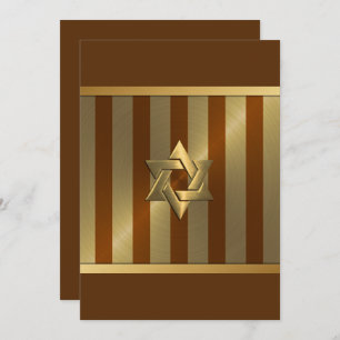 Bar Mitzvah Rust Gold Stripe Star von David Einladung