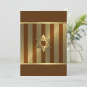 Bar Mitzvah Rust Gold Stripe Star von David Einladung (Stehend Vorderseite)