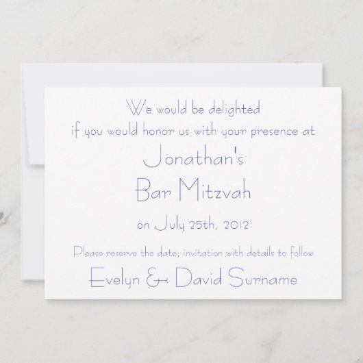 Bar Mitzvah Save the Date (Rückseite)