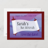 Bar Mitzvah Save the Date Ankündigungspostkarte (Vorne/Hinten)