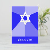 Bar Mitzvah Save the Date Einladungskarte Blau (Stehend Vorderseite)