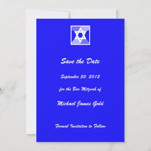 Bar Mitzvah Save the Date Einladungskarte Blau (Rückseite)