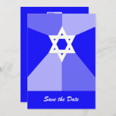 Bar Mitzvah Save the Date Einladungskarte Blau (Vorne/Hinten)