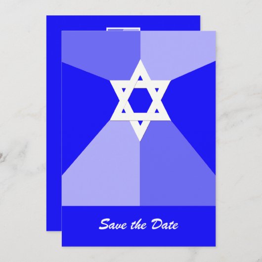Bar Mitzvah Save the Date Einladungskarte Blau (Vorne/Hinten)