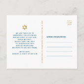 Bar Mitzvah Save the Date Türkis Agate Script Einladungspostkarte (Rückseite)