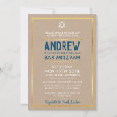 BAR MITZVAH - Schlaues, fett formatiertes Gold in  Einladung (Vorderseite)