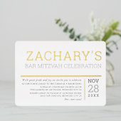 BAR MITZVAH, schlicht, modern, leicht, leicht grau Folieneinladung (Stehend vorne)
