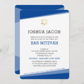 BAR MITZVAH Schlichter, moderner königsblauer Gold Einladung (Vorne/Hinten)