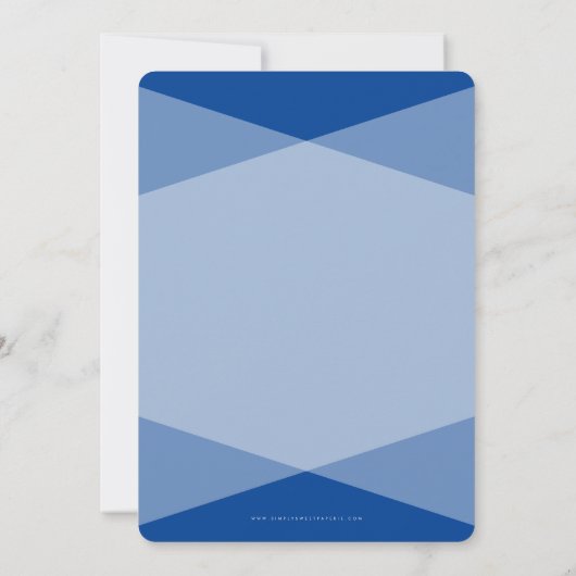 BAR MITZVAH Schlichter, moderner königsblauer Gold Einladung (Rückseite)