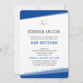 BAR MITZVAH Schlichter, moderner königsblauer Gold Einladung (Vorderseite)