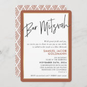 BAR MITZVAH - schlichter, moderner Rostgoldrahmen Einladung (Vorne/Hinten)