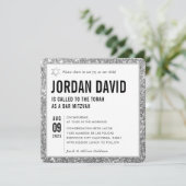 BAR MITZVAH schlichter, moderner, trendiger silber Einladung (Stehend Vorderseite)