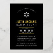 BAR MITZVAH schlichter Stern Moderner Minimaler Sc Folieneinladung (Vorderseite)