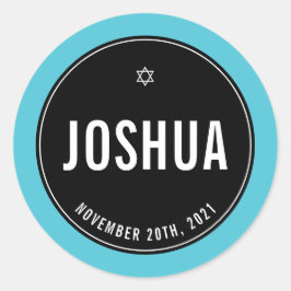 BAR MITZVAH schlichtes, modernes schlichtes Türkis Runder Aufkleber