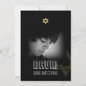 Bar Mitzvah/Schwarz/Gold Einladung (Rückseite)