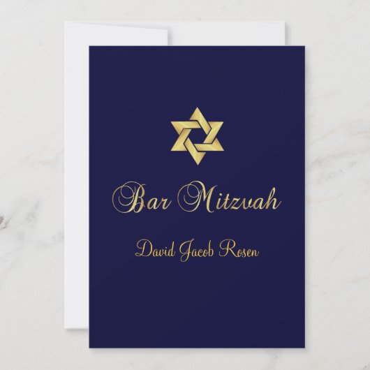 Bar Mitzvah/Schwarz/Gold/Farbton Einladung (Vorderseite)