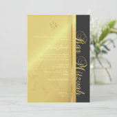 Bar Mitzvah/Schwarz/Imitat Gold Einladung (Stehend Vorderseite)