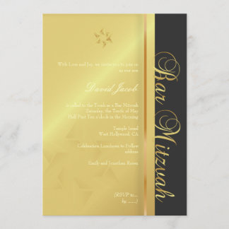 Bar Mitzvah/Schwarz/Imitat Gold Einladung