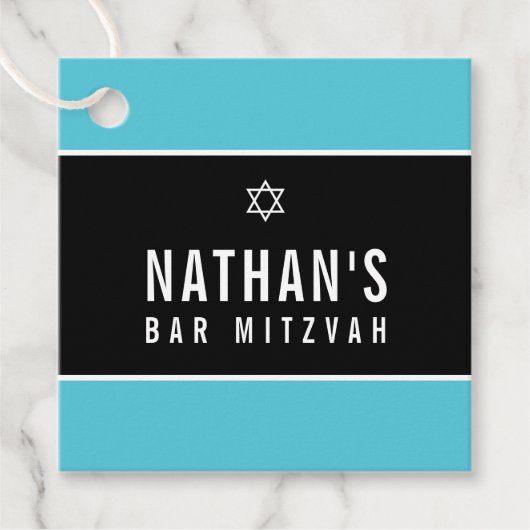 BAR MITZVAH Schwarz Türkis Geschenkanhänger (Vorderseite)