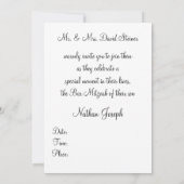 Bar Mitzvah, Schwarz und Silber, elegante Einladun Einladung (Rückseite)