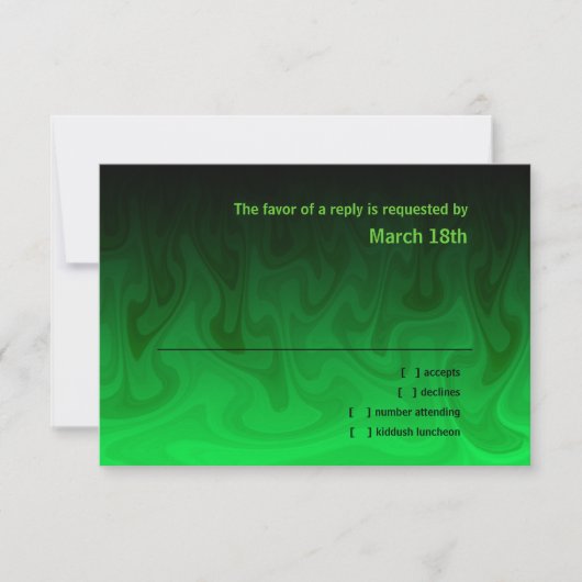 Bar Mitzvah schwarze und grüne Wellen UAWG RSVP Karte (Vorderseite)