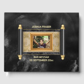 Bar mitzvah schwarzer Marmor Goldrolle elegantes F Gästebuch (Vorderseite)