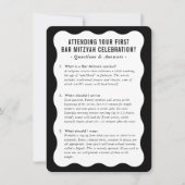 BAR MITZVAH Service Information Schwarz-weiß Einladung (Vorderseite)