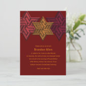 Bar Mitzvah Shades of Red and Rust, Star von David Einladung (Stehend Vorderseite)