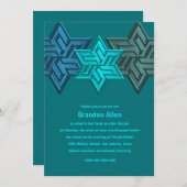 Bar Mitzvah Shades von Aquamarinen, Star von David Einladung (Vorne/Hinten)