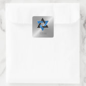 Bar Mitzvah Silver Blue Black Star Address Siegel Quadratischer Aufkleber (Tasche)