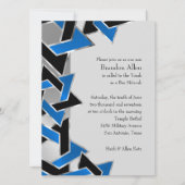 Bar Mitzvah Silver Blue Black Star von David Einladung (Vorderseite)