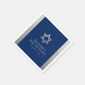 Bar Mitzvah Silver Blue Modern Einfach Personalisi Serviette (Ecke)