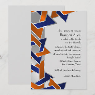 Bar Mitzvah Silver Blue Orange Star von David Einladung