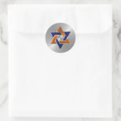 Bar Mitzvah Silver Blue Orange Star von David Runder Aufkleber (Tasche)