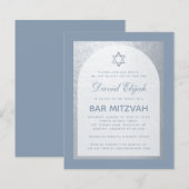 Bar Mitzvah Silver Dusty Blue Einladung (Vorne/Hinten)