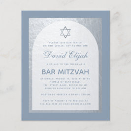 Bar Mitzvah Silver Dusty Blue Einladung