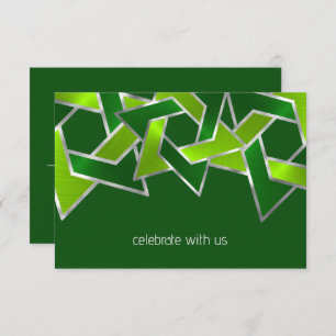 Bar Mitzvah Silver Lime Green Star von David Einladung