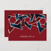 Bar Mitzvah Silver Navy Blue Red Star of David Einladung (Vorne/Hinten)