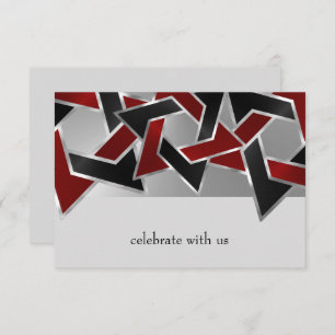 Bar Mitzvah Silver Red Black Star von David RSVP Karte