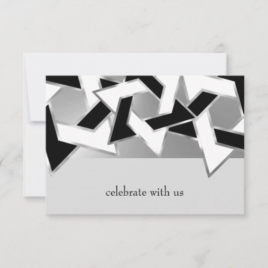 Bar Mitzvah Silver Schwarz-weißer Star von David Einladung (Vorderseite)