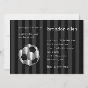 Bar Mitzvah Silver Soccer Balls Einladung