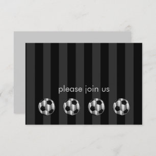 Bar Mitzvah Silver Soccer Balls RSVP Karte