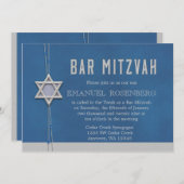 Bar Mitzvah Silver Star Blue Beads Einladung (Vorne/Hinten)