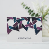 Bar Mitzvah Silver Teal Purple Star of David Einladung (Stehend Vorderseite)