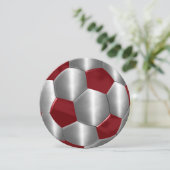 Bar Mitzvah Silver und Red Soccer Ball Einladung (Stehend Vorderseite)