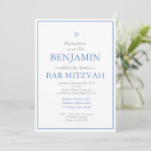 Bar Mitzvah Simple Elegant Stern von David Jewish Einladung (Stehend Vorderseite)